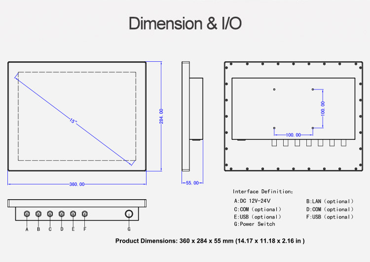 Industrial Washdown Waterproof Touch Screen Computer For Food Beverage Processing