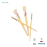 Beveling Ferrule Luxury Makeup Brushes 10pcs Yellow Plastic Handle Synthetic