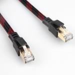 Cat8 Stable Nylon Braided Ethernet Cable Red Black Anti Interference