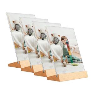China Acrylic Tabletop Photo Frames With Wood Stand For Libraries Restaurants wholesale