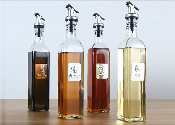 Fancy Square Glass Olive Oil Bottle / Olive Oil Storage Containers