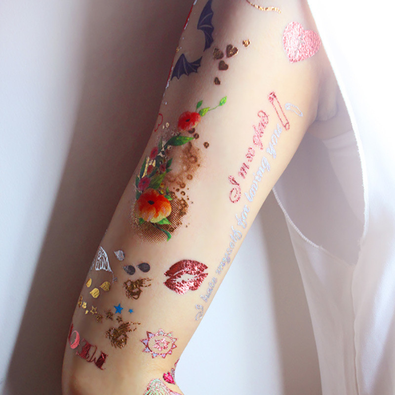 Water transfer temporary tattoo, metallic temporary tattoo, jewel temporary tattoo