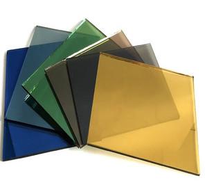 China Blue Tinted Tempered Glass 10mm 12mm Coated With Yellow Brown Green wholesale