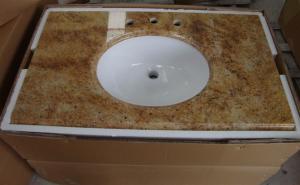 China Natural Brown Marble Vanity Countertops 165 MPA Compressive Strength wholesale