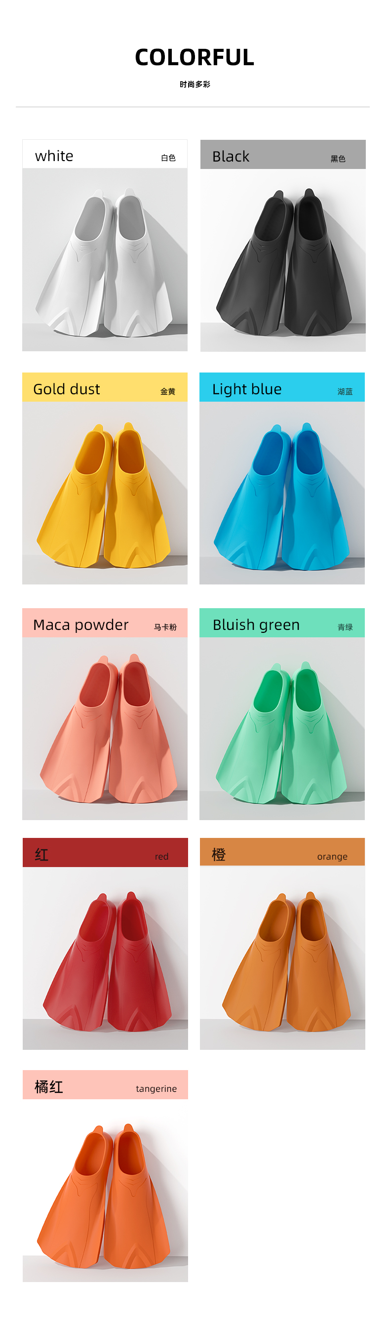 Full Silicone Short Spearfishing Flippers Freediving Fins For Kids Adults Snorkeling