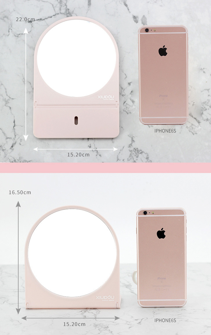 Extra LOGO Plastic Glass Mirror Standing Make-Up Table for Desktop Portable Makeup