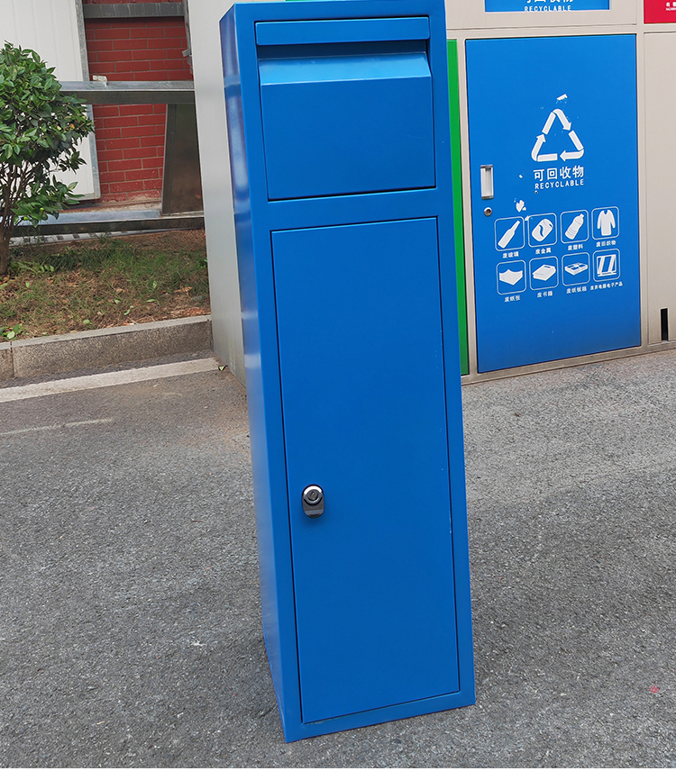 Customized Blue Tall Garbage Bin Steel Battery Recycling Bins NO Leakage Welding