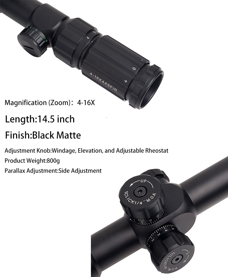 FFP 4-16X44E Riflescope Illuminated Red / Green Hunting Scope Optics Side Lifting Lock Adjustment