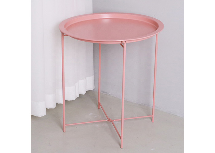 Folding 46x52cm Modern Round Side Table Metal Anti Rust Waterproof Outdoor