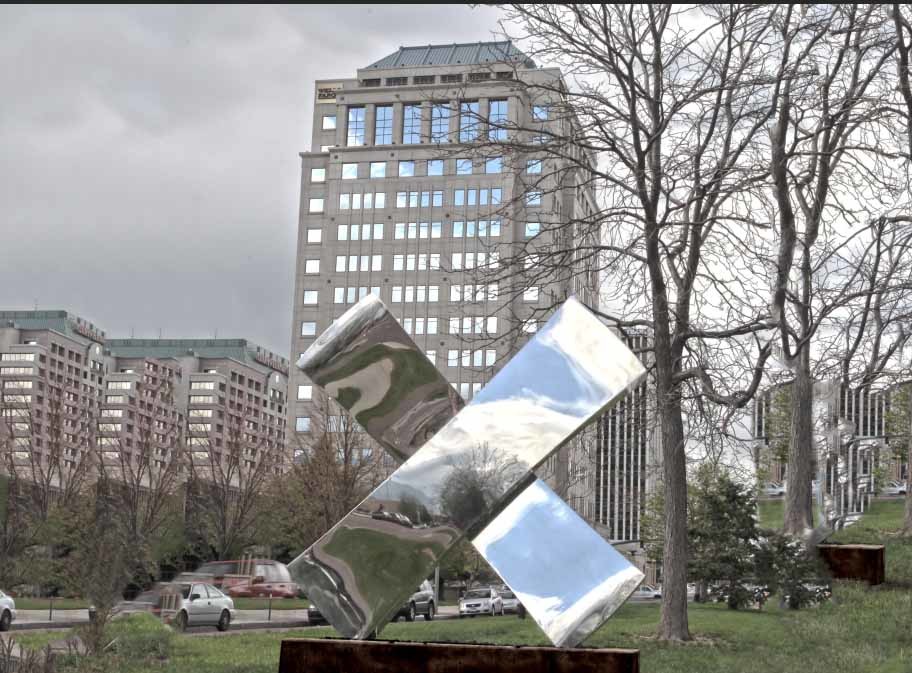 Yard Art Large Abstract Metal Sculpture Modern Design Polished Mirror Color