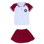 Polyester Kids School Uniforms Sets Turn - Down Collar Color Combination