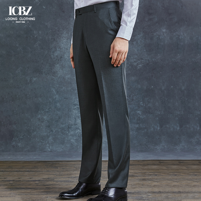 100% Wool Men's Pants Business Black Suit Pants Slim Casual Straight Dress Pants Trousers