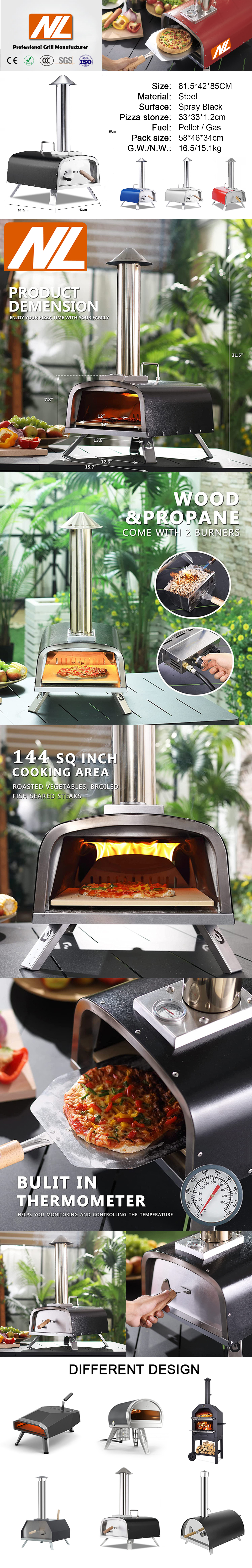 Temprature Control Modern Garth Pizza Oven for Pizza Maker Single Freestanding Black