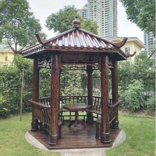 Pinus Sylvestris Chinese Wood Gazebo 2.6m Carbonating Backyard Wooden Gazebo 0