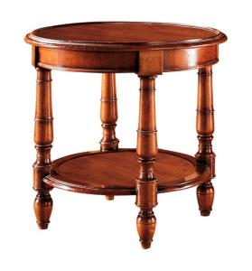 China Antique Oak Wood Round Side Coffee Table For Hotel , 120 Cm Hand Carved wholesale