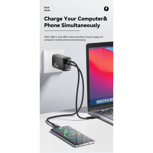 ESSAGER JT-G65Q Series Portable Fast Charger 65W For Android Phone Charger