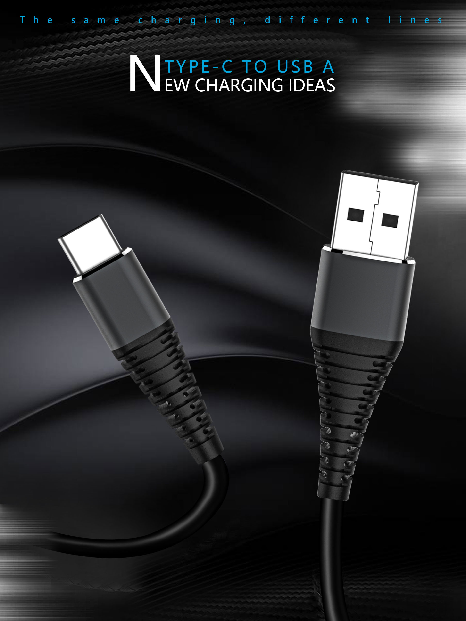 Nylon 3A 3Foot Black 2.0 USB Type C Charging Cable Black Color For LG G5