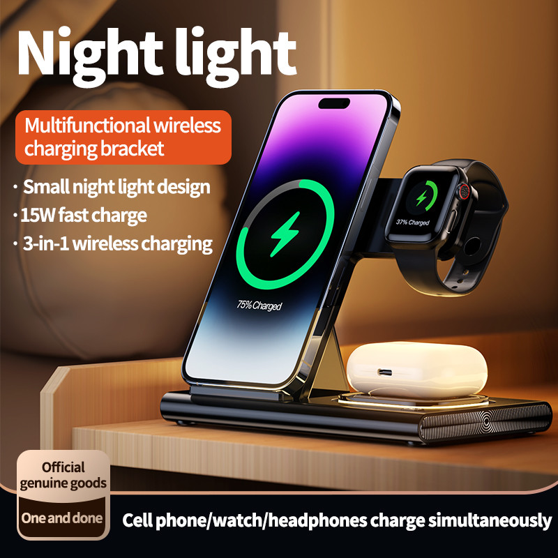 Fast Foldable 3 In 1 Wireless Charger 15W For Phone Watch Earphone
