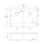 36 Inch Stainless Steel Double Basin Apron Front Sink 83x58 Brushed 50 50