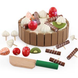 China Solid Wood Kitchen Toy for Children Pretend Cutting Cake Play Food Kids Fruit Cooking wholesale