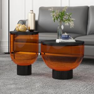 China Round Tempered Glass Top Coffee Table OEM Bowl Coffee Table wholesale