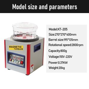 KT-205A Magnetic Tumbler Polishing Machine 2800RPM 370W