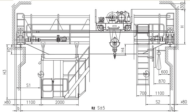 ISO 50 / 10 Ton Electric Double Girder Bridge Crane For Warehouse