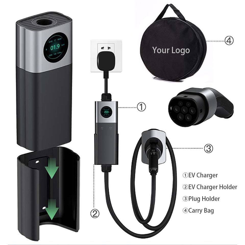 NACS 40A Tesla Portable EV Charger Level 2 Electric Car Mobile Charging Station