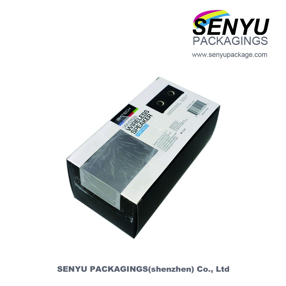 wireless speakers packaging custom logo printing cardboard box with window