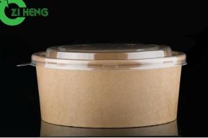 China Round Disposable Salad Bowls With Lids Raw Material 50 Ounce Double PE Coating wholesale