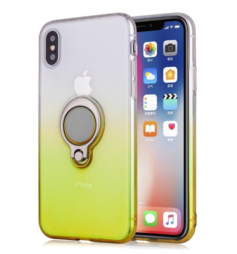 Color Gradient Ring Magnetic Car Mount Holder Soft TPU Case Back Cover For Oppo F5/A73/A79 R11S plus A5/A3S FIND X A71