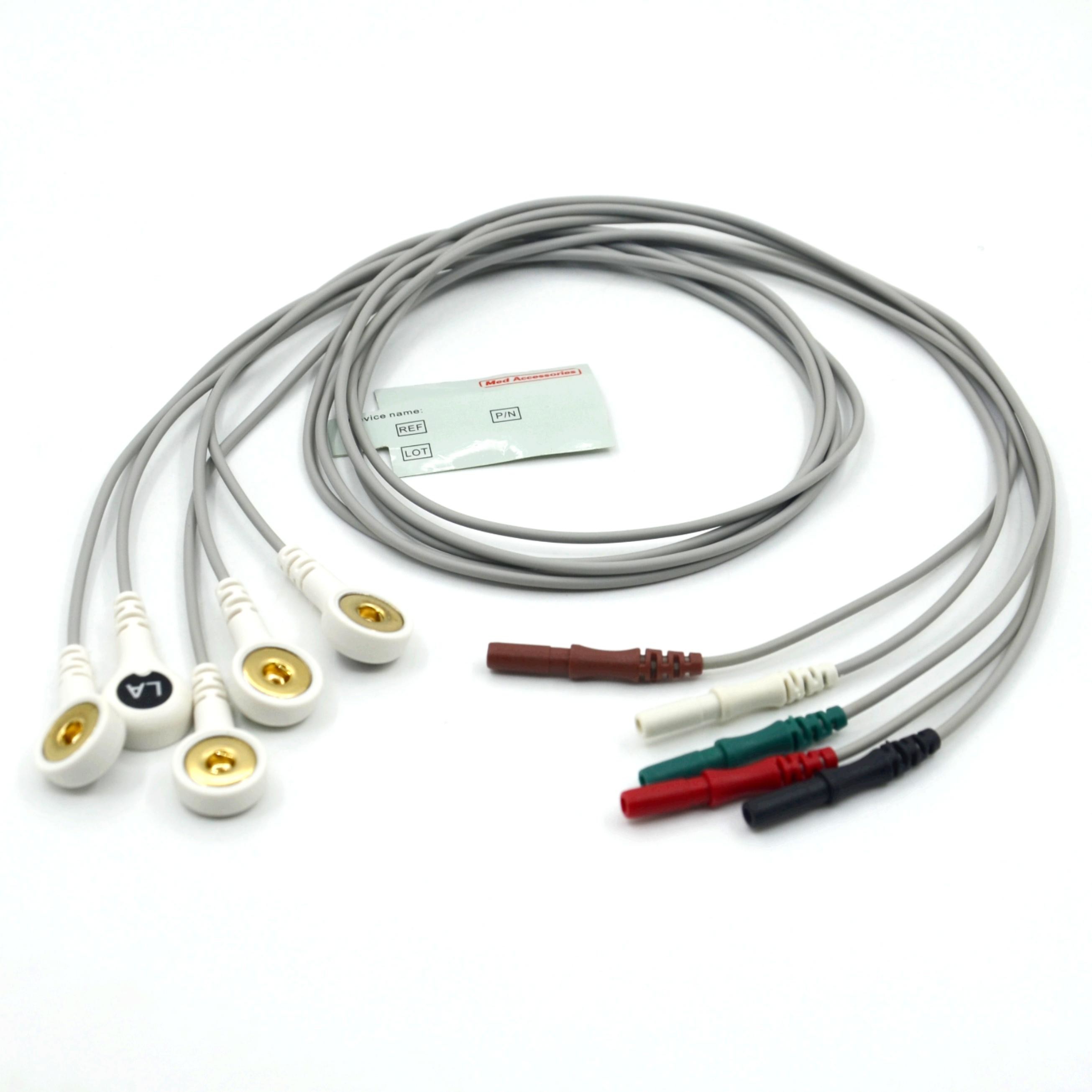 Compatible Din 5 Lead ECG Cable Lead Wires Snap Button