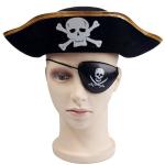 Decorative Black Halloween Pirate Hat , Unique Funky Festival Hats Skull