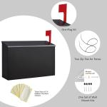 Home Mailbox Large Mailbox, Mailbox for Outside, Matte Black Post Box