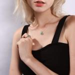 6.06 Carat TCW Heart Cut Gemstone Created Emerald 925 Sterling Silver Necklace