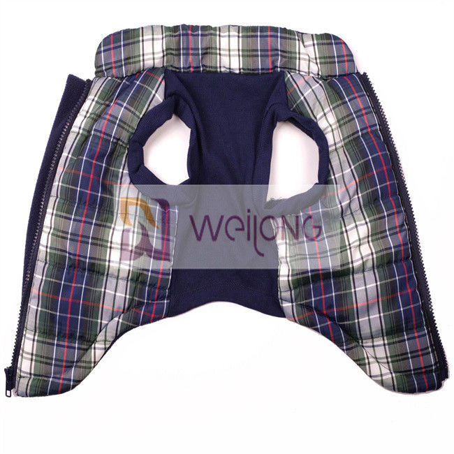 Christmas Plaid Dog Jacket 2*2 RIB Good Elasticity Opening zippered dog coats