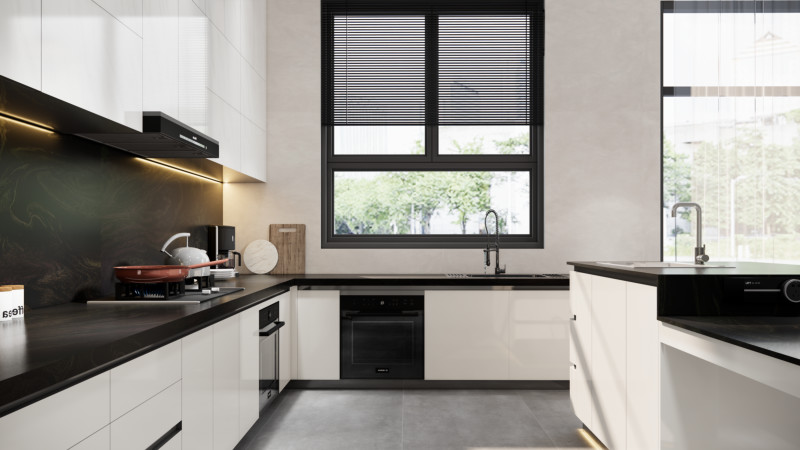 Versatile U Shaped Kitchen Cabinet Modern Black Kitchen Cabinet With Maximized Storage