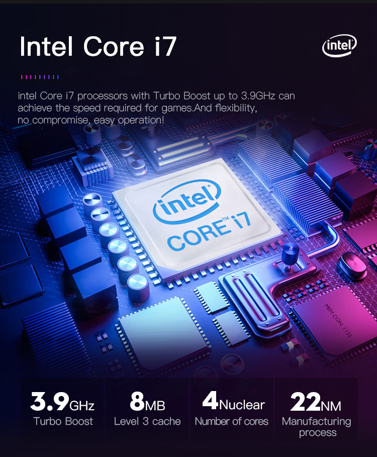 Mute Fan I7 Gaming PC Intel B75 B85 Board Thin Client PC Chaopin Three Power