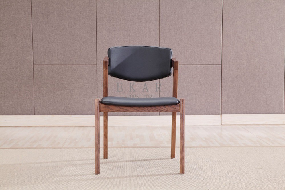 Modern Design Ash Wood Hotel Pu Leather Dining Room Chair