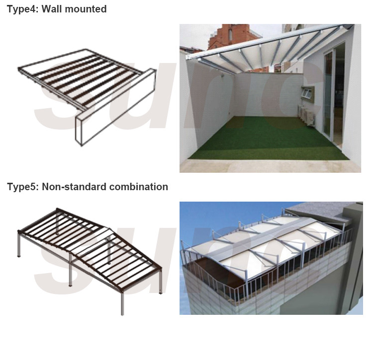 Private Residence Retractable Awning Automatic Shade Awnings 0.6mm Thickness Fabric