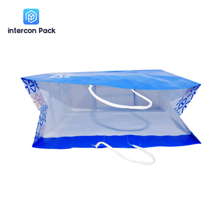 Embossed Custom Printed Kraft Shopping Bags With Handles Gravure Printing