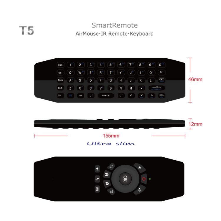 android air mouse remote T5 with IR Learning function Rechargeable for Android TV box