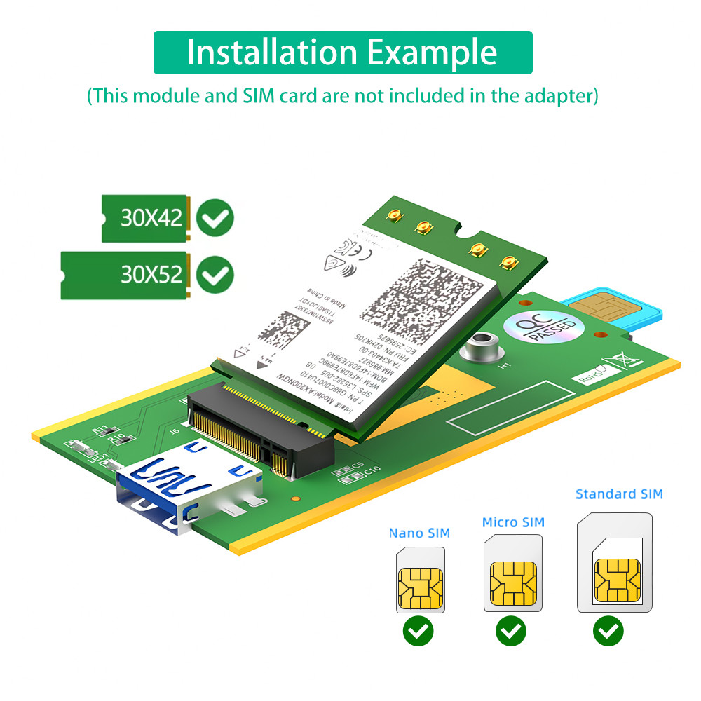 NGFF(M.2) To USB Adapter With SIM Card Slot For WWAN/LTE/4G Module