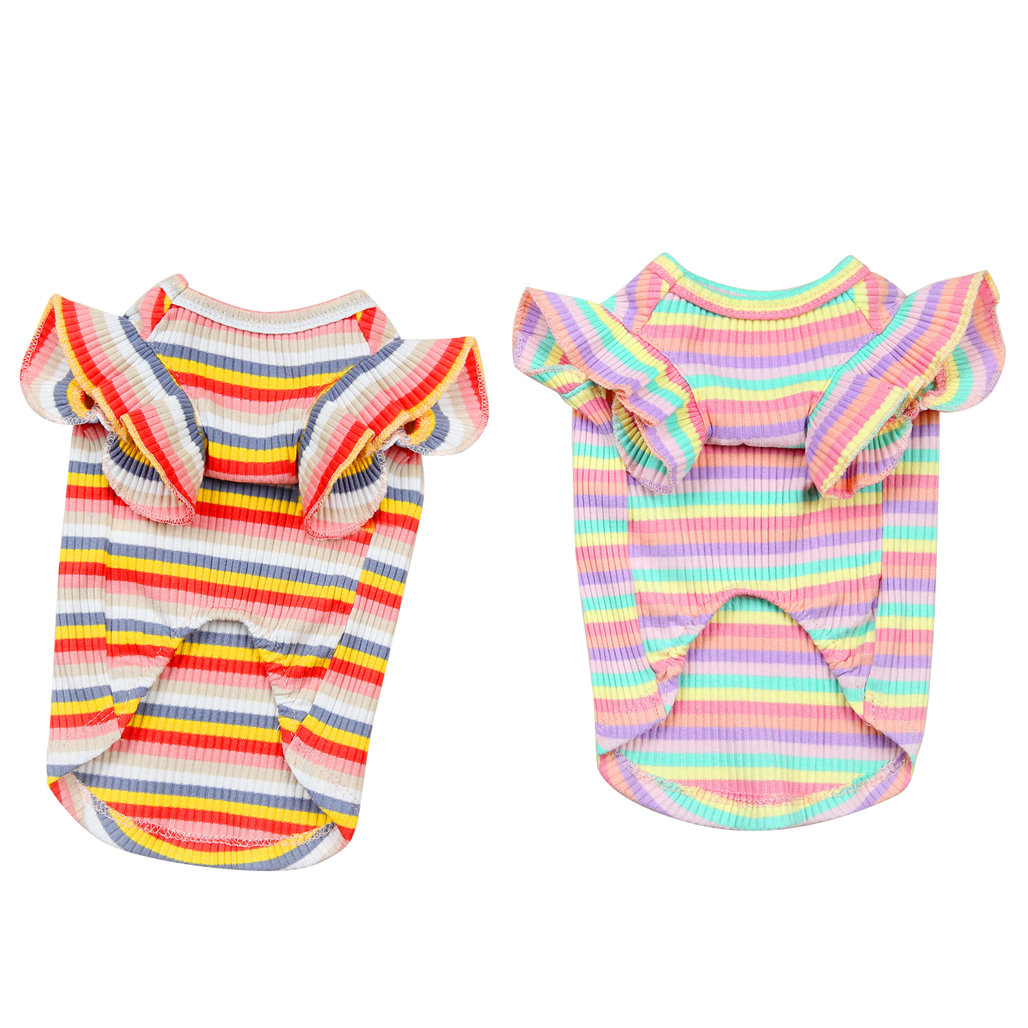 Embroidered Dog Pet Clothes Pure Cotton With Classic Stripes
