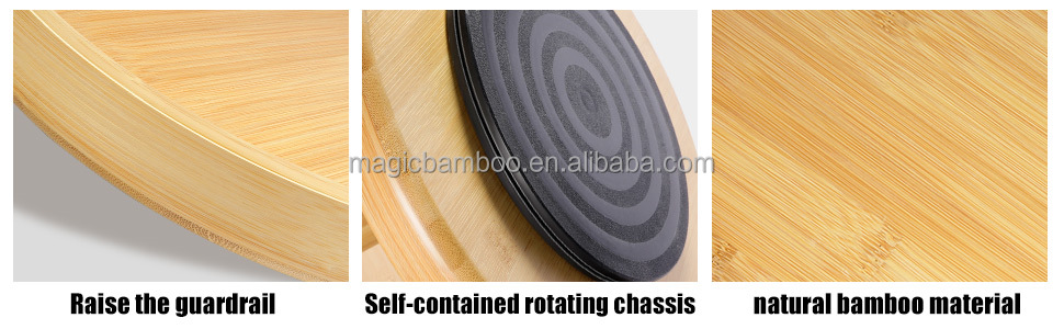 Standing Type 2 Tier Natural Bamboo Lazy Susan Turntable Organizer for Modern Kitchen