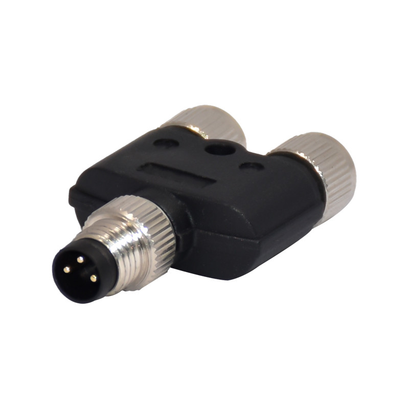 M8 Y Type 3 Pin IP68 Waterproof Connector straight Orientation