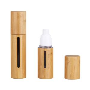 China Empty Lotion Pump Bamboo Cosmetic Containers Lotion Airless Pump Bottle wholesale