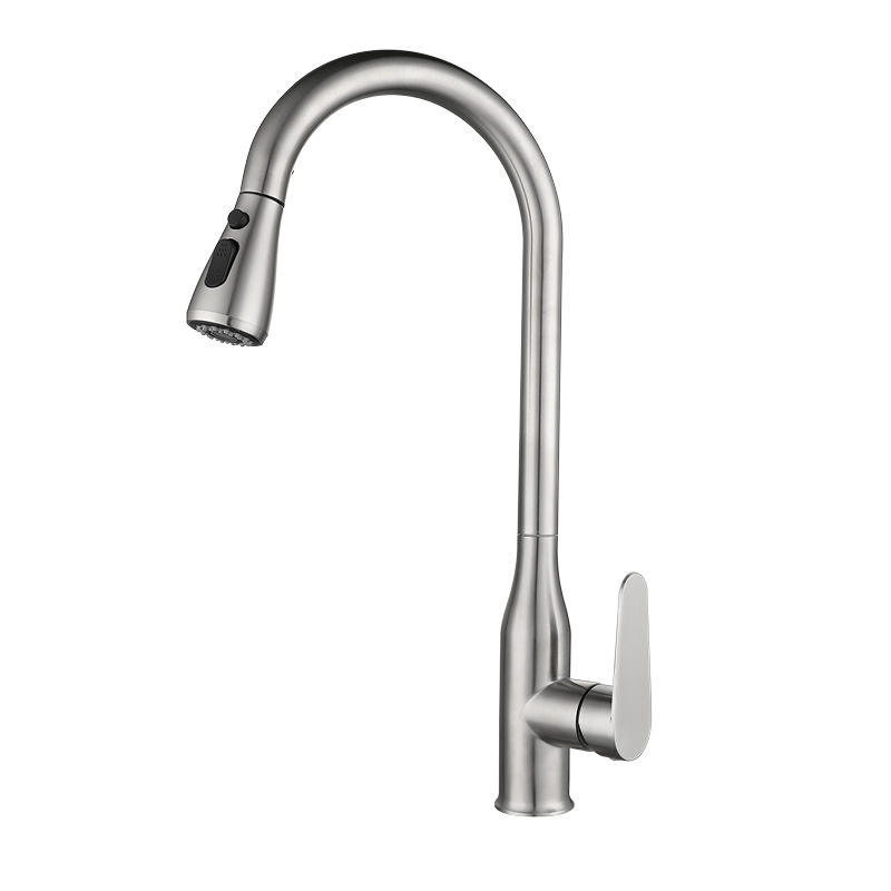 China 304 Steel Pull Out Kitchen Faucet Telescopic Hot And Cold Single Hole Installation wholesale