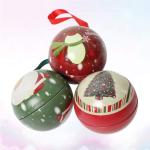 Christmas Tree Baubles Ornaments Tinplate Candy Tin Box Xmas Tree Ball Pendant