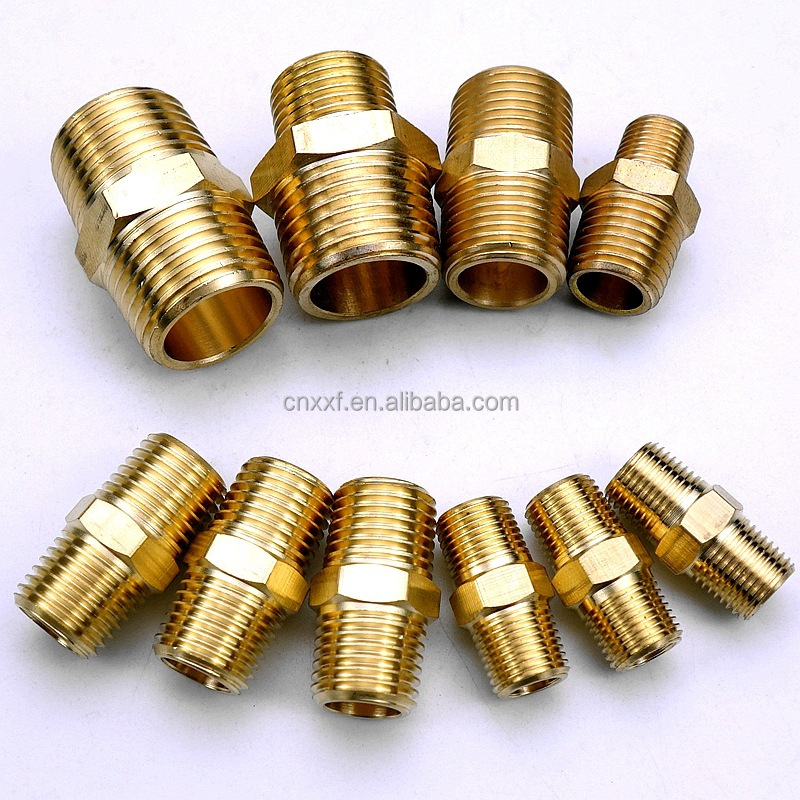Customizable Brass HEX Nipple 1/8-4 INCH SCH80-SCH160 Pipe Connector with BSP Thread Casting Technics Fittings